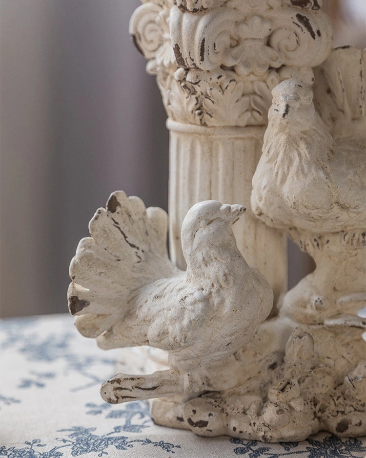 Distressed Finish Dove Candle Holder