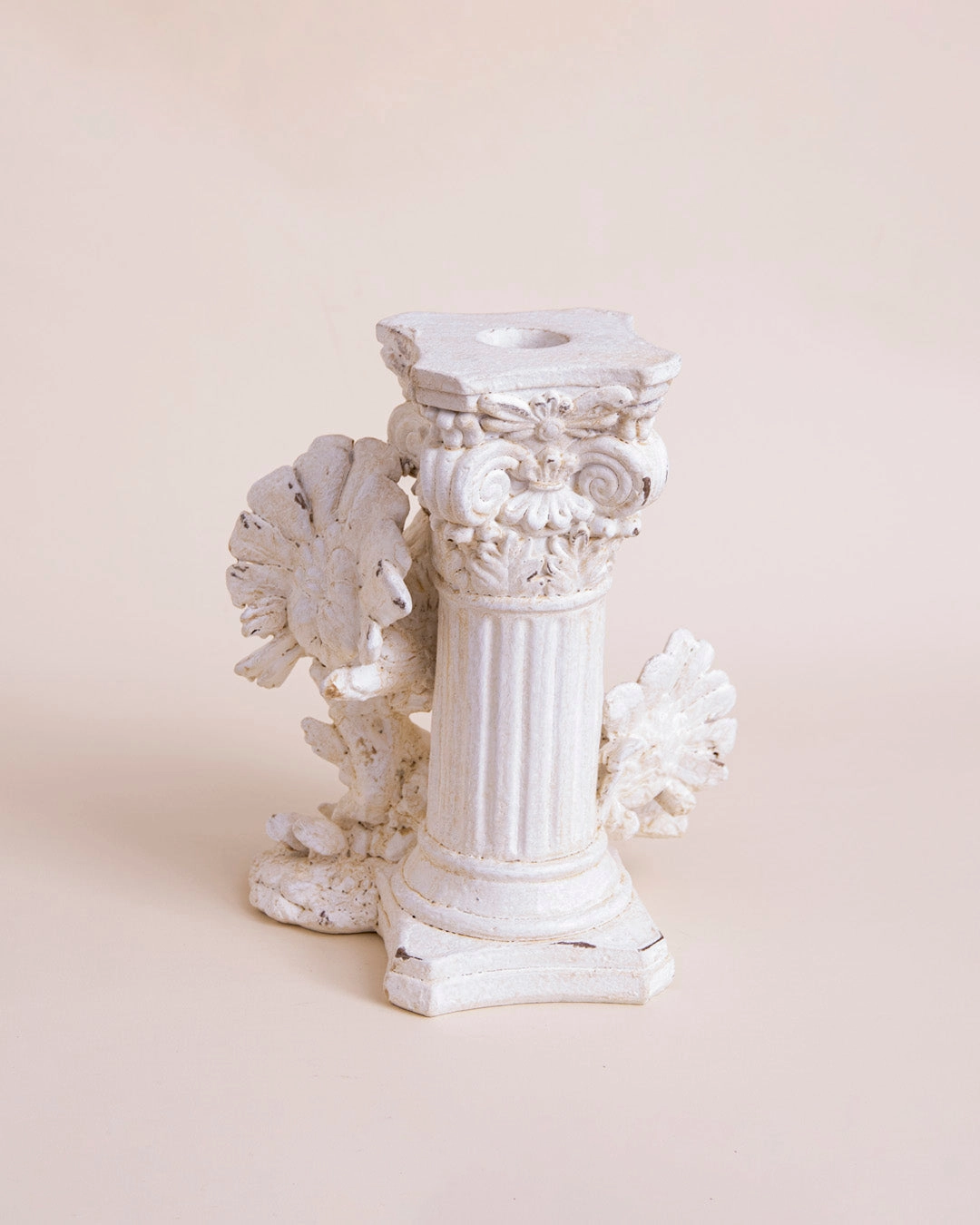 Distressed Finish Dove Candle Holder