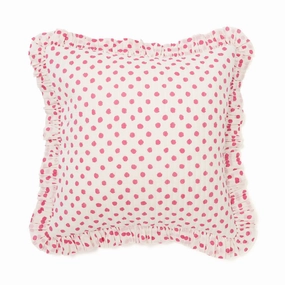 Dot Frill Cushion Cover 450 X 450 White X Pinkbedding sets ,throw blankets 