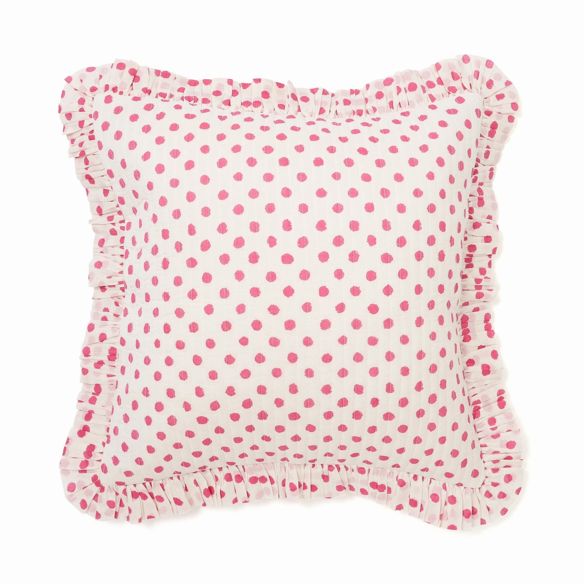 Dot Frill Cushion Cover 450 X 450 White X Pinkbedding sets ,throw blankets 