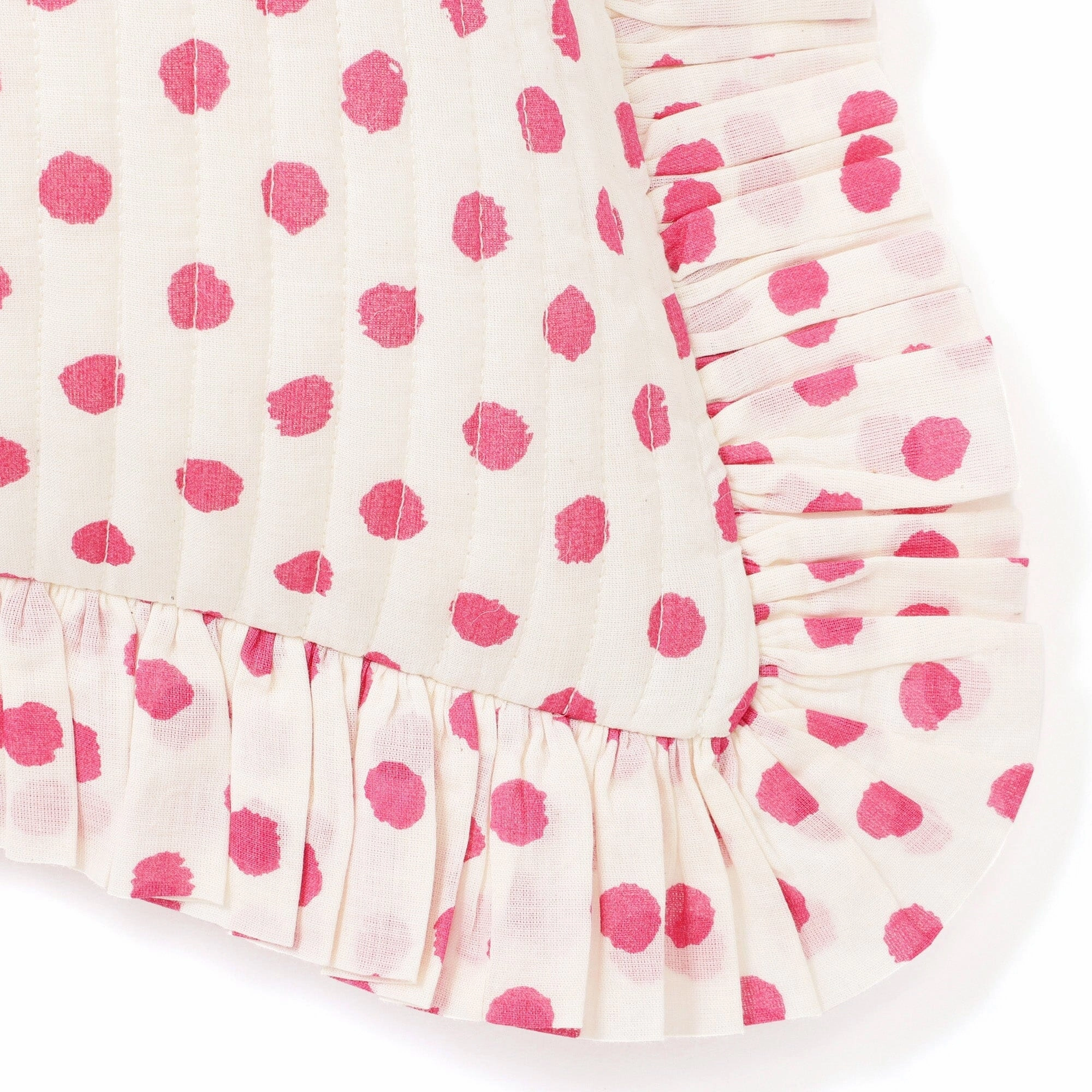 Dot Frill Cushion Cover 450 X 450 White X Pink