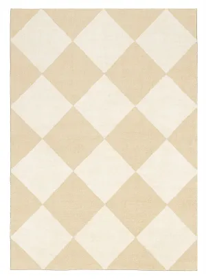 Doutzen Beige Cream Checkered Washable Rugmodern color block patchwork rug