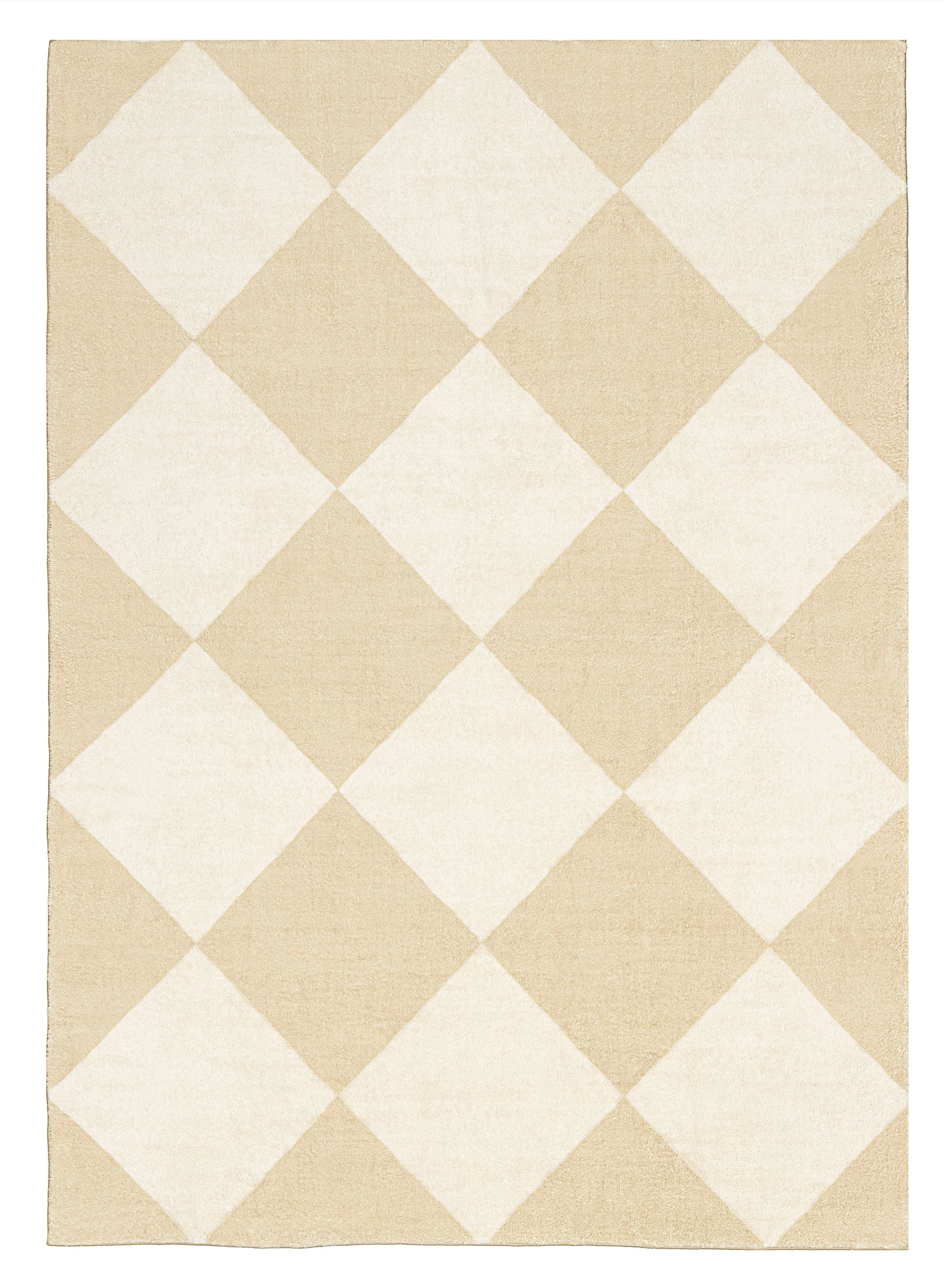 Doutzen Beige Cream Checkered Washable Rugmodern color block patchwork rug