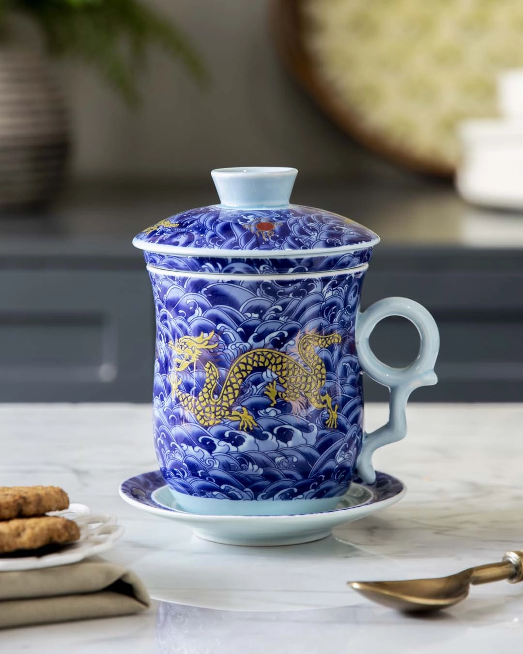 Dragon Infuser Tea Mug - Blue