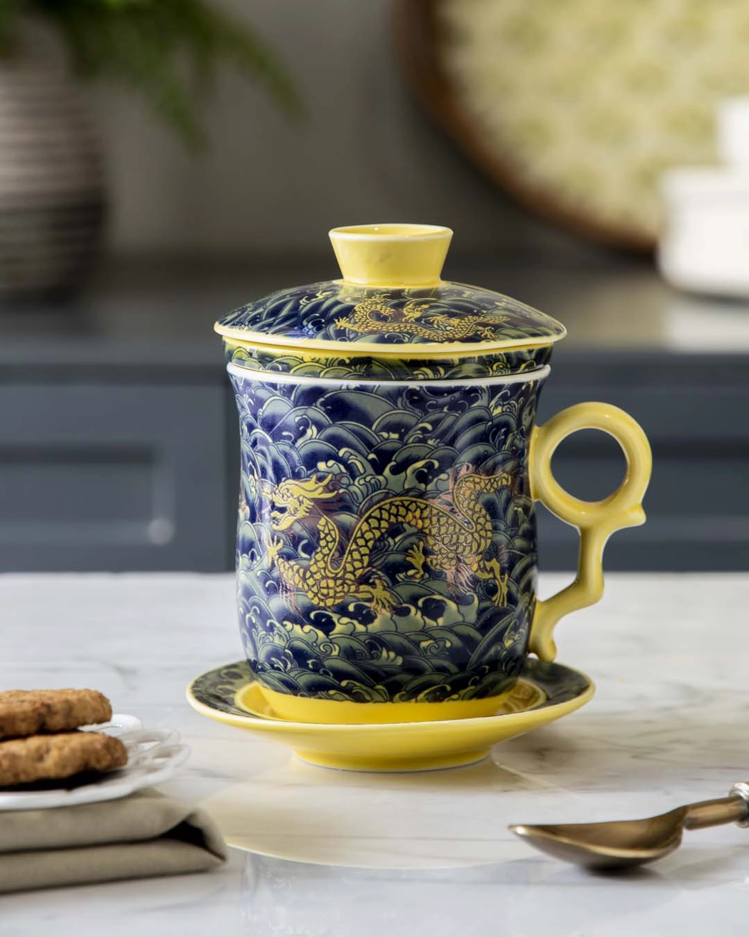 Dragon Infuser Tea Mug - Yellow