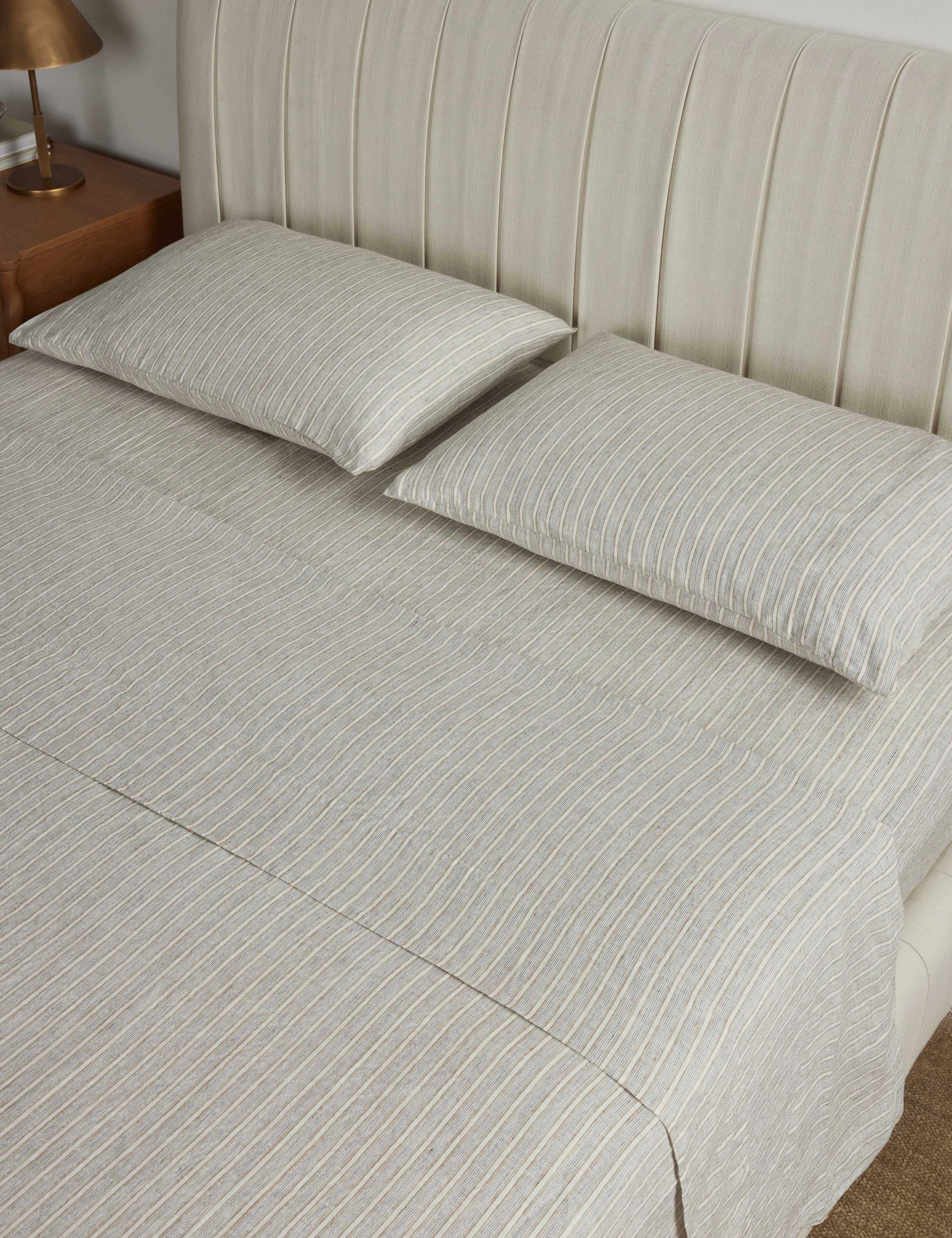 Eadlin Striped European Flax Linen? Sheet Set