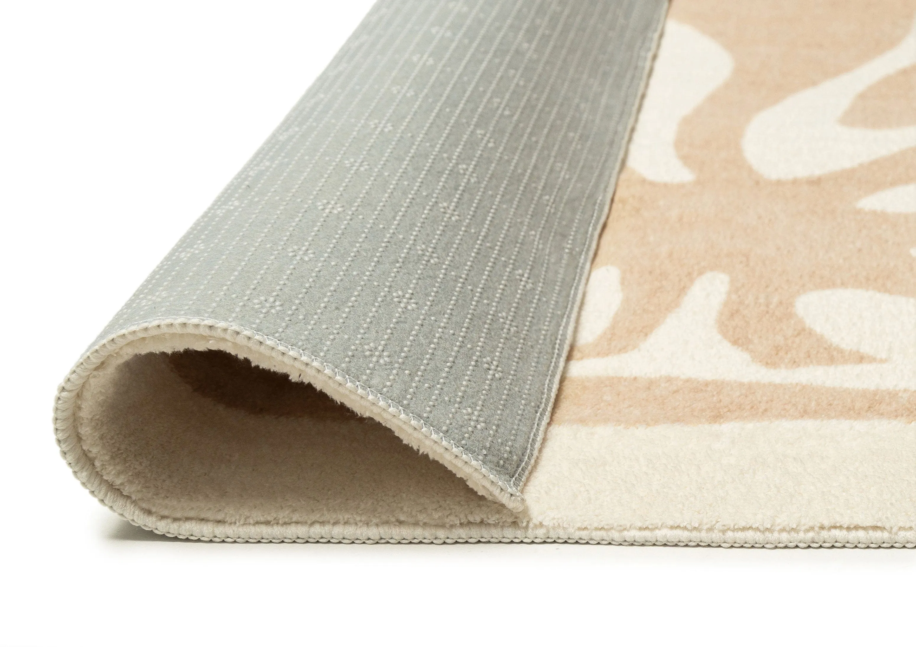Edna Beige Cream Waves and Palms Washable Rug