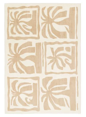Edna Beige Cream Waves and Palms Washable Rugmodern color block patchwork rug