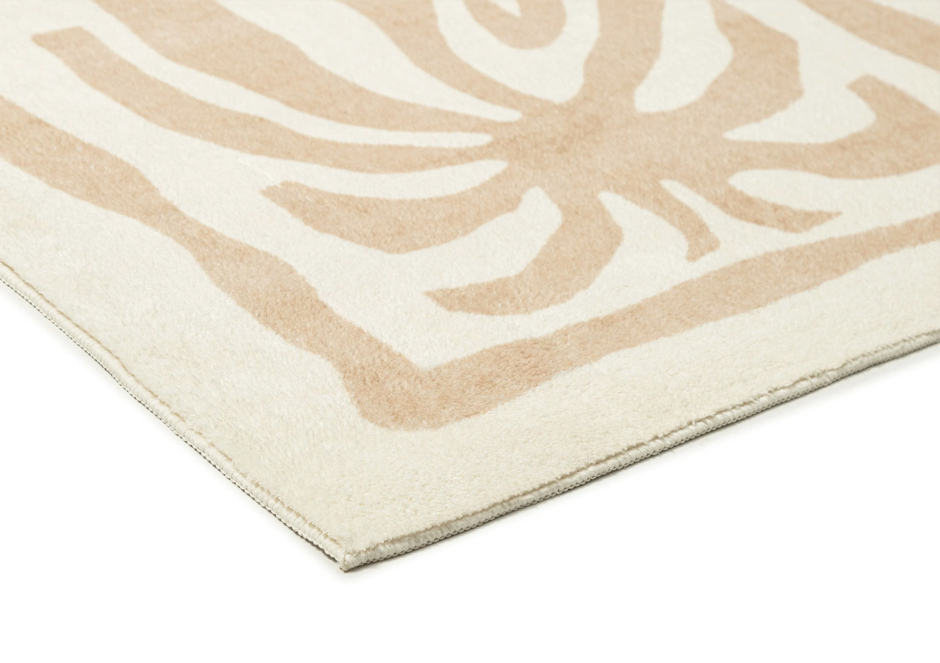 Edna Beige Cream Waves and Palms Washable Rug