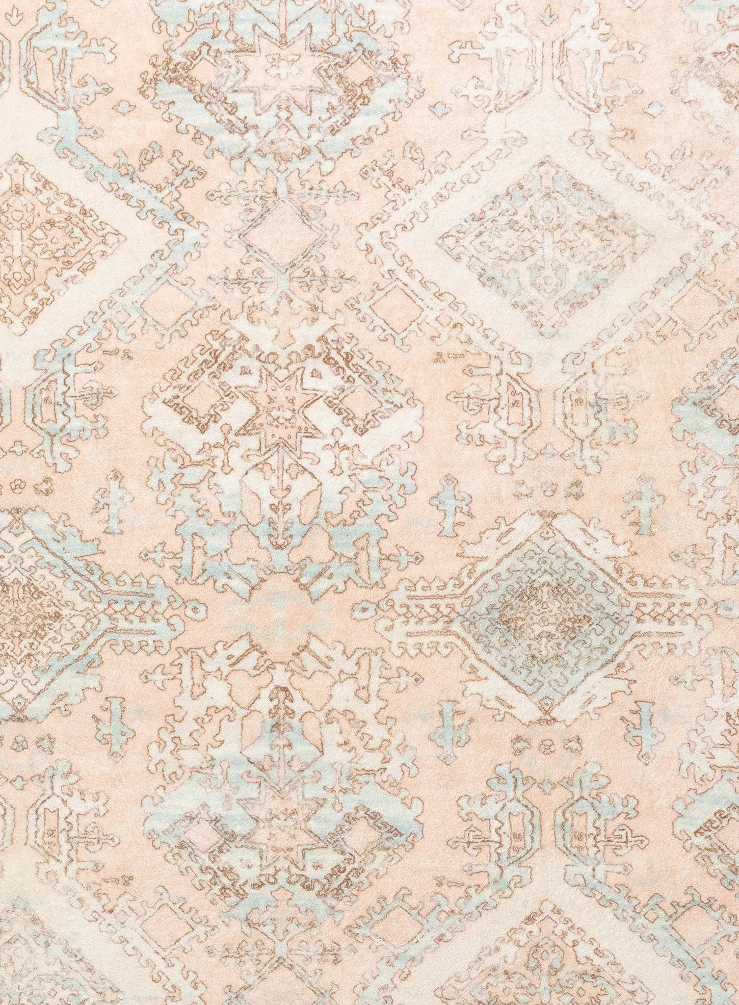 Edwina Peach and Blue Distressed Washable Rug