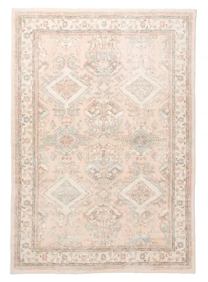 Edwina Peach and Blue Distressed Washable Rugmodern color block patchwork rug