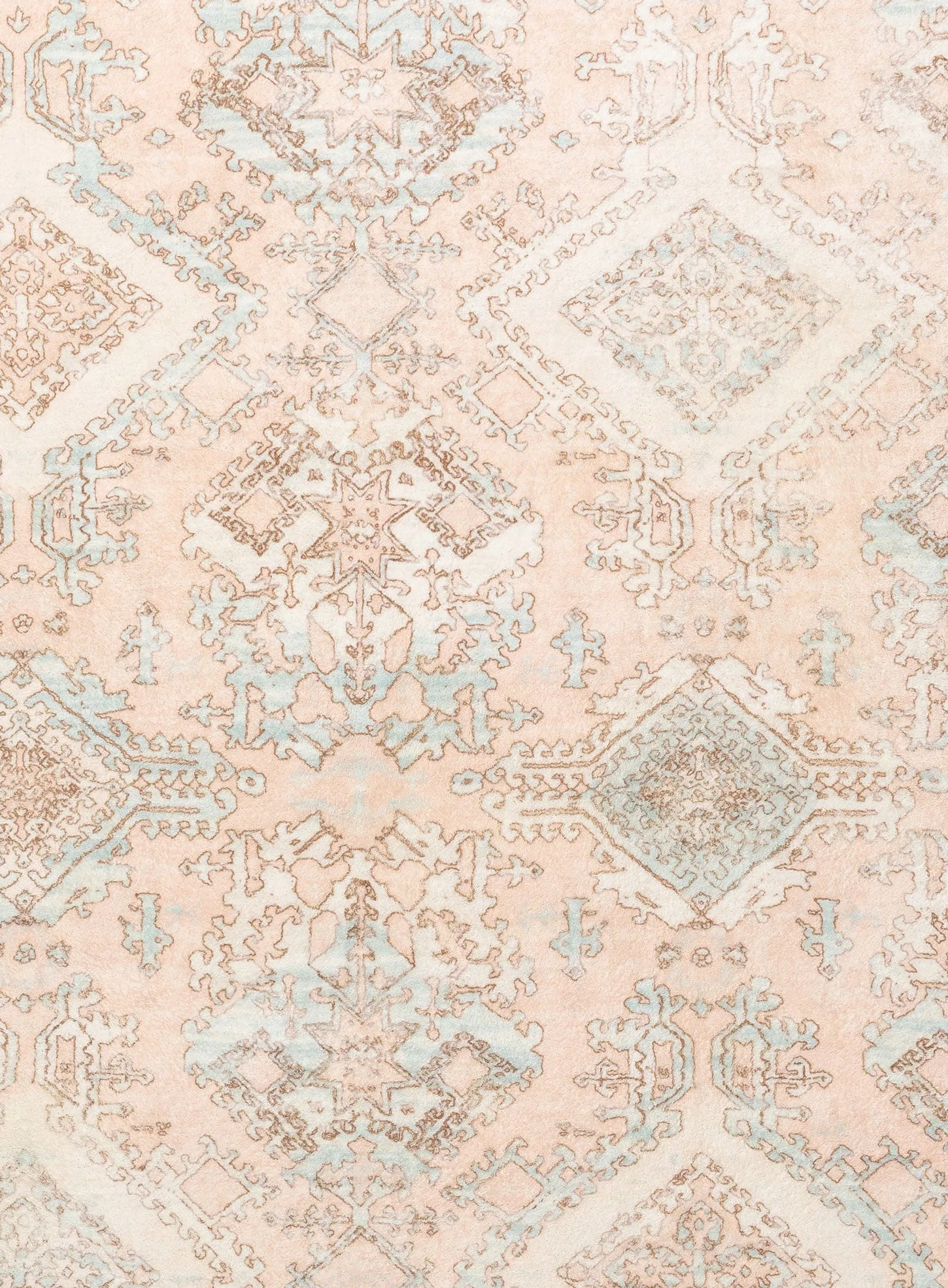 Edwina Peach and Blue Washable Round Rug