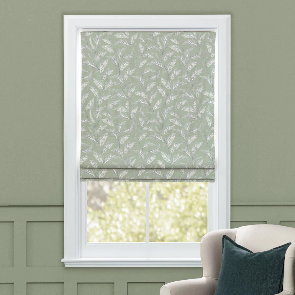 Eildon Printed Cotton Made to Measure Roman Blinds Moss