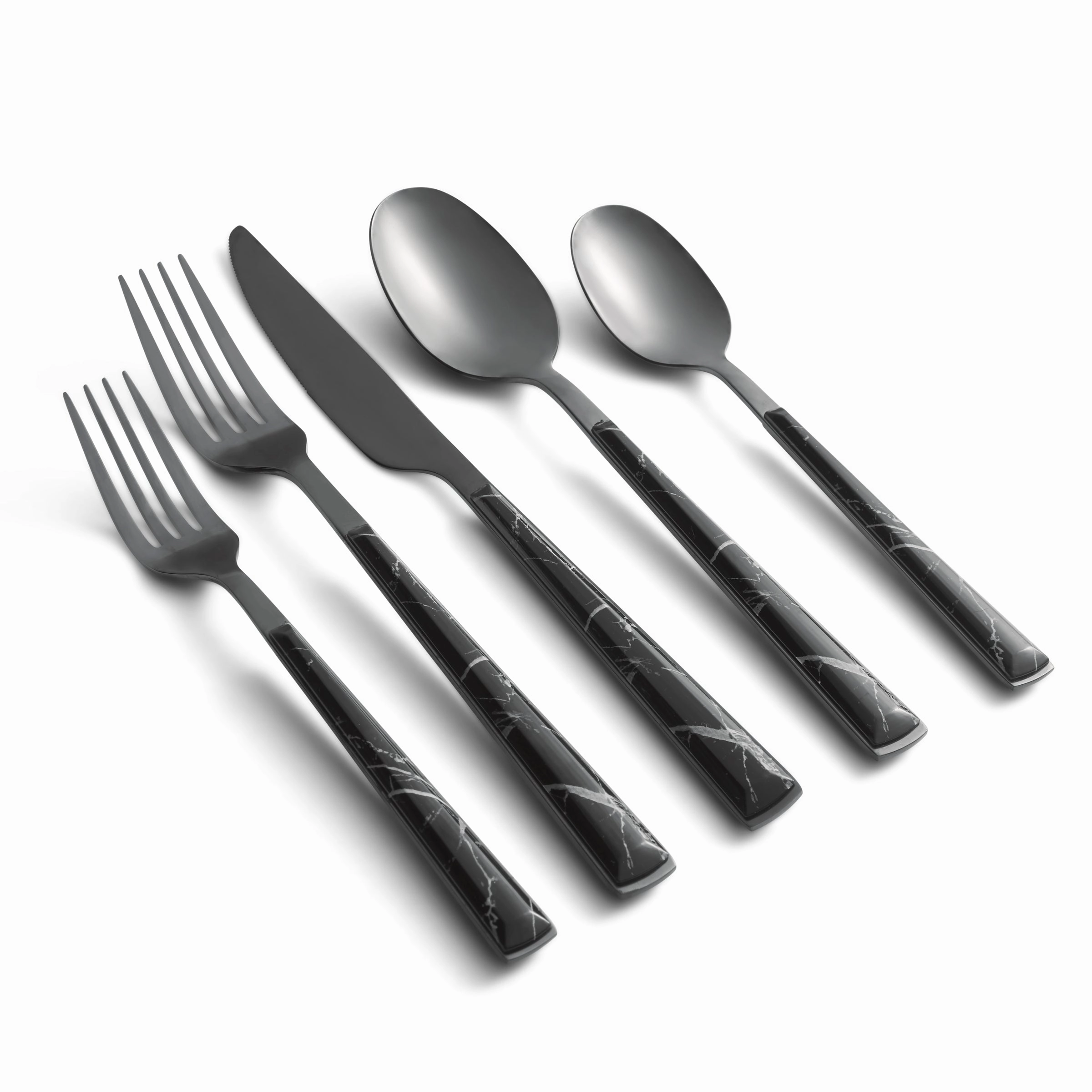Eivin Mirror with Black Marble Handle 20 Piece Flatware Seteco-friendly bamboo fiber tableware set 