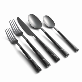 Eivin Mirror with Black Marble Handle 20 Piece Flatware Seteco-friendly bamboo fiber tableware set 