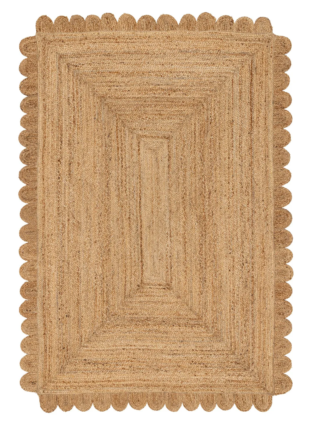Ejiya Natural Brown Scalloped Jute Rugmodern color block patchwork rug