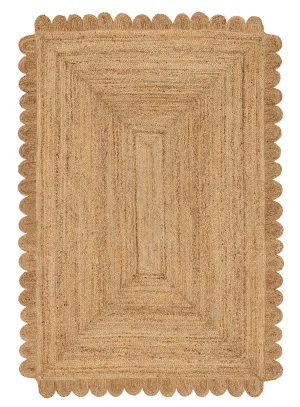 Ejiya Natural Brown Scalloped Jute Rugmodern color block patchwork rug