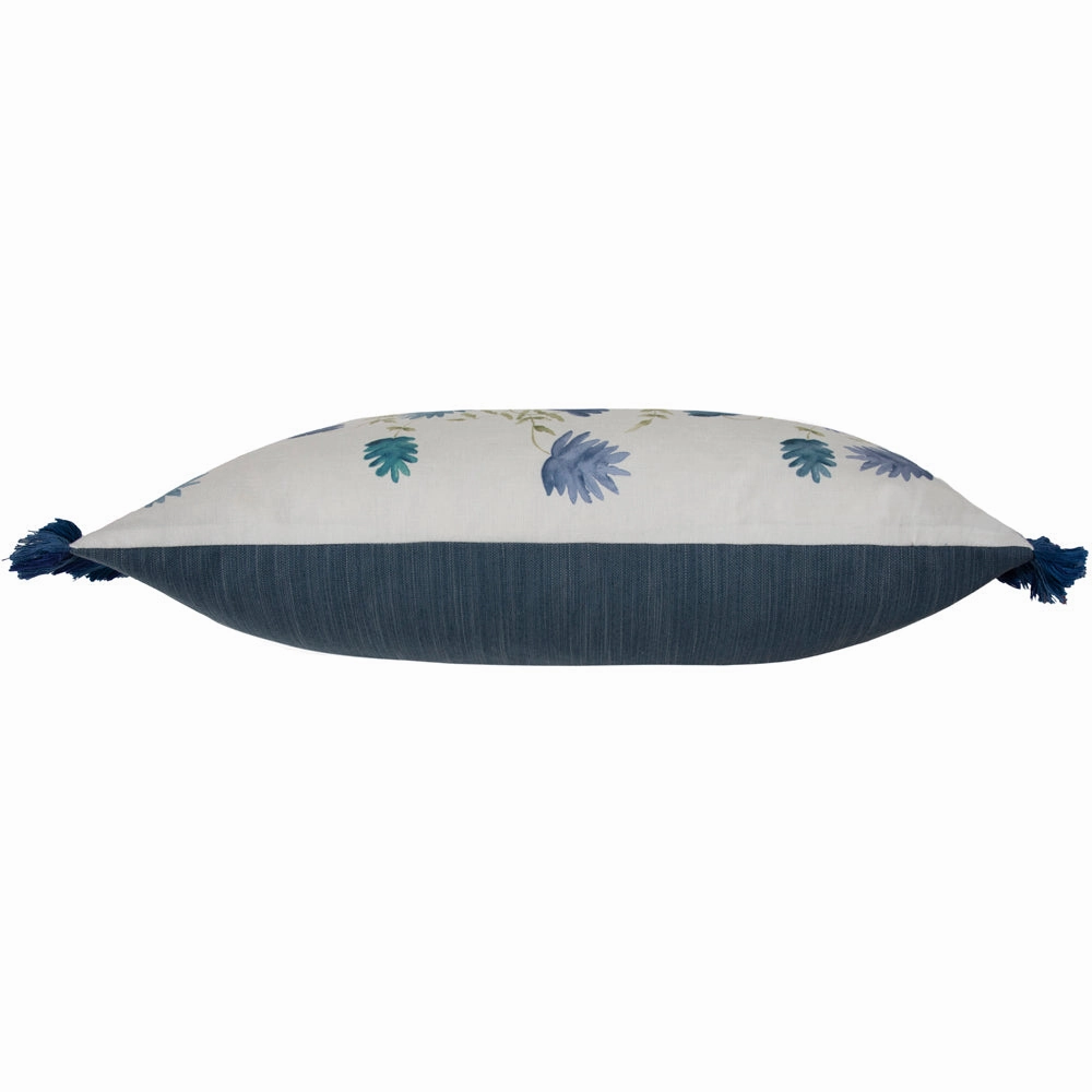 Elai Printed Ruche Fringe Cushion Denim