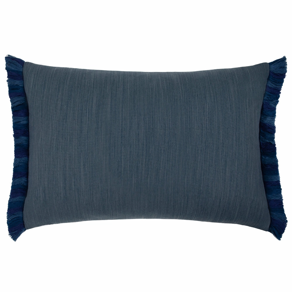 Elai Printed Ruche Fringe Cushion Denim