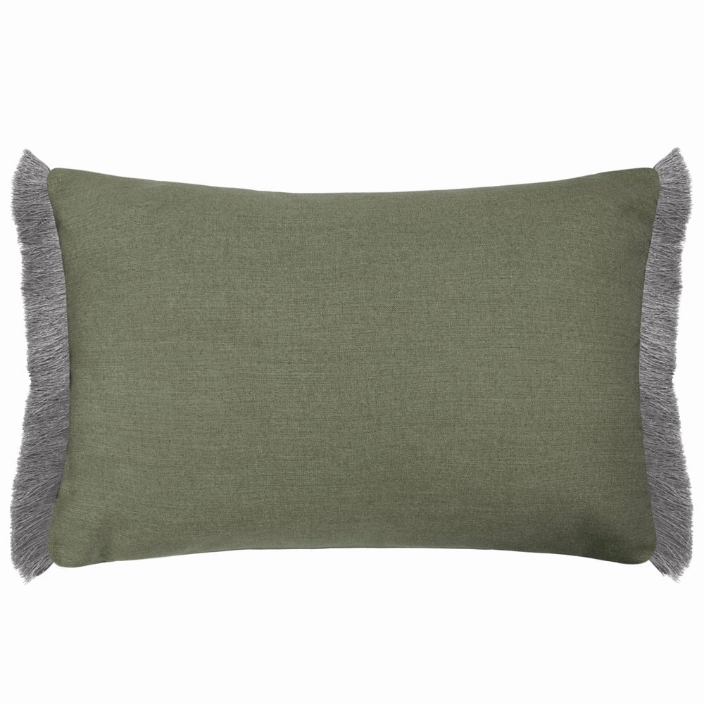 Elai Printed Ruche Fringe Cushion Sage