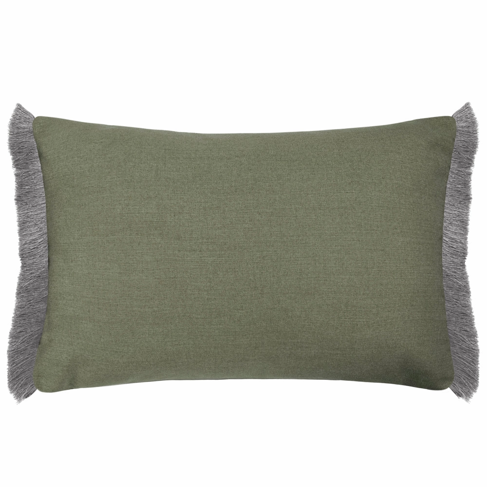 Elai Printed Ruche Fringe Cushion Sage
