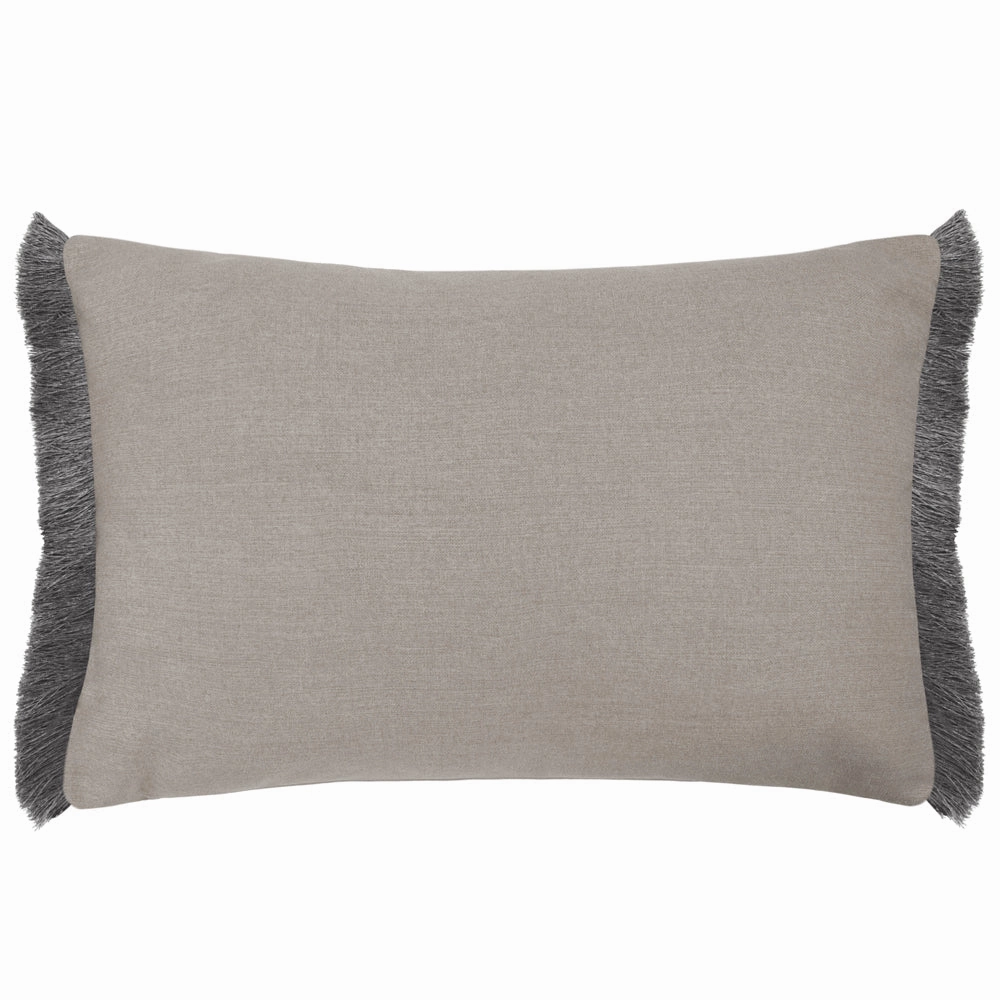 Elai Printed Ruche Fringe Cushion Stone