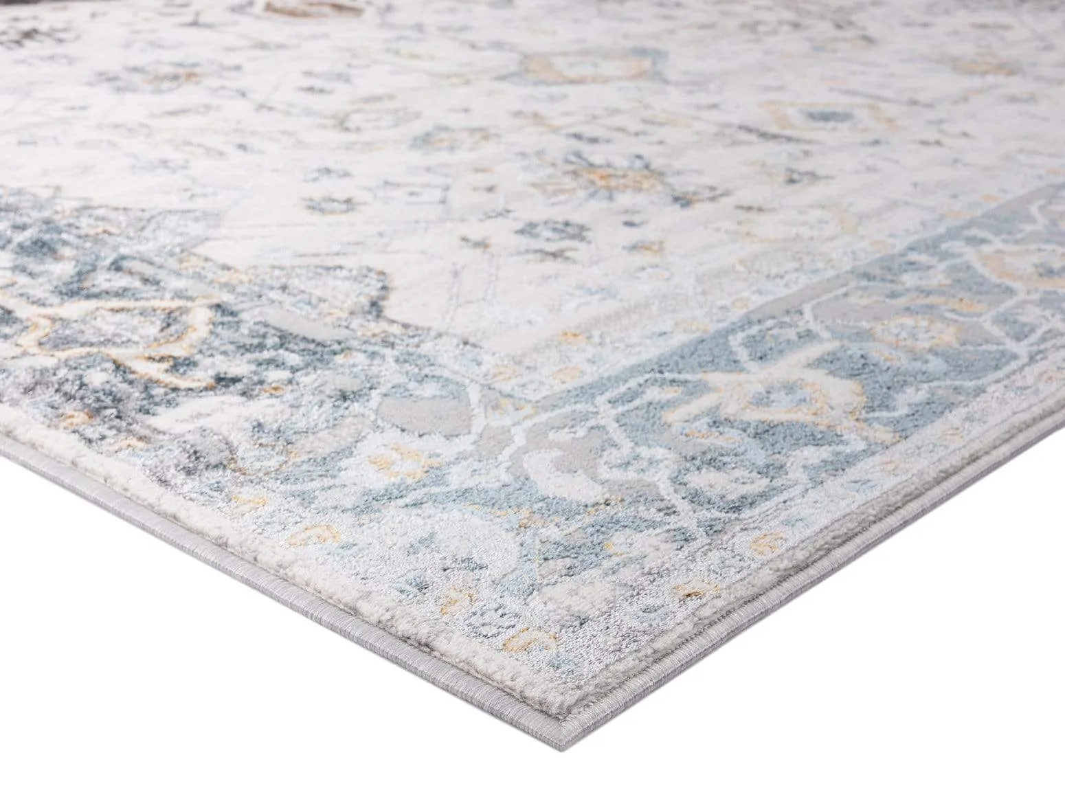 Eleanor Cream Blue and Tan Lustrous Traditional Rug *NO RETURNS UNLESS FAULTY