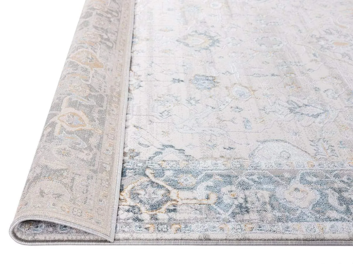 Eleanor Cream Blue and Tan Lustrous Traditional Rug *NO RETURNS UNLESS FAULTY