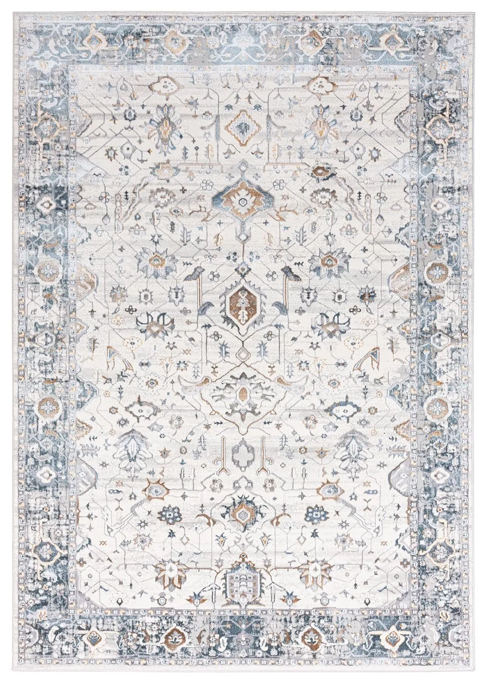 Eleanor Cream Blue and Tan Lustrous Traditional Rug *NO RETURNS UNLESS FAULTYmodern color block patchwork rug