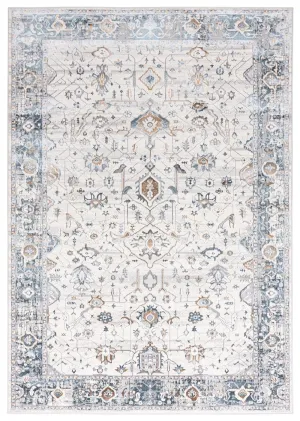 Eleanor Cream Blue and Tan Lustrous Traditional Rug *NO RETURNS UNLESS FAULTYmodern color block patchwork rug