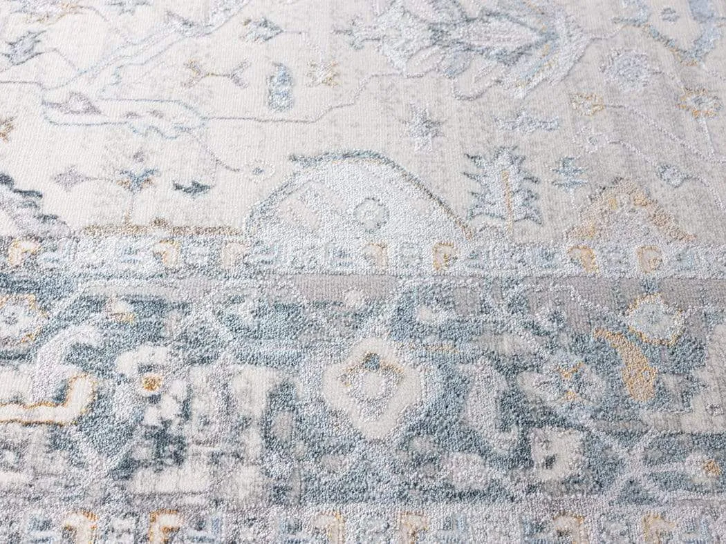 Eleanor Cream Blue and Tan Lustrous Traditional Rug *NO RETURNS UNLESS FAULTY