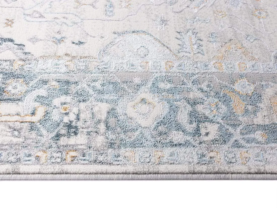 Eleanor Cream Blue and Tan Lustrous Traditional Rug *NO RETURNS UNLESS FAULTY