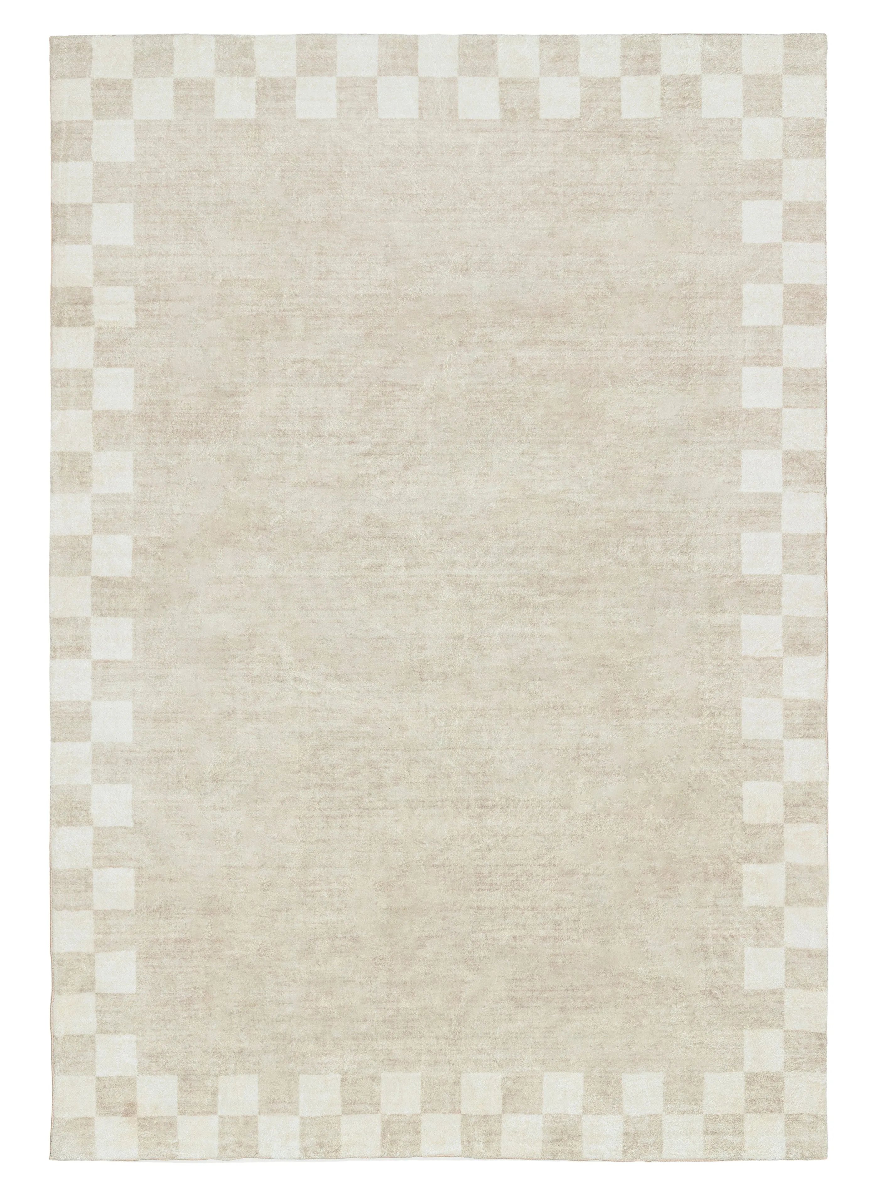 Eliora Grey Checkered Border Washable Rugmodern color block patchwork rug