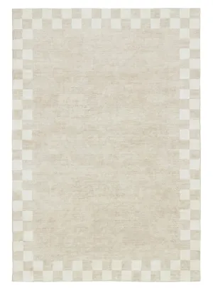 Eliora Grey Checkered Border Washable Rugmodern color block patchwork rug