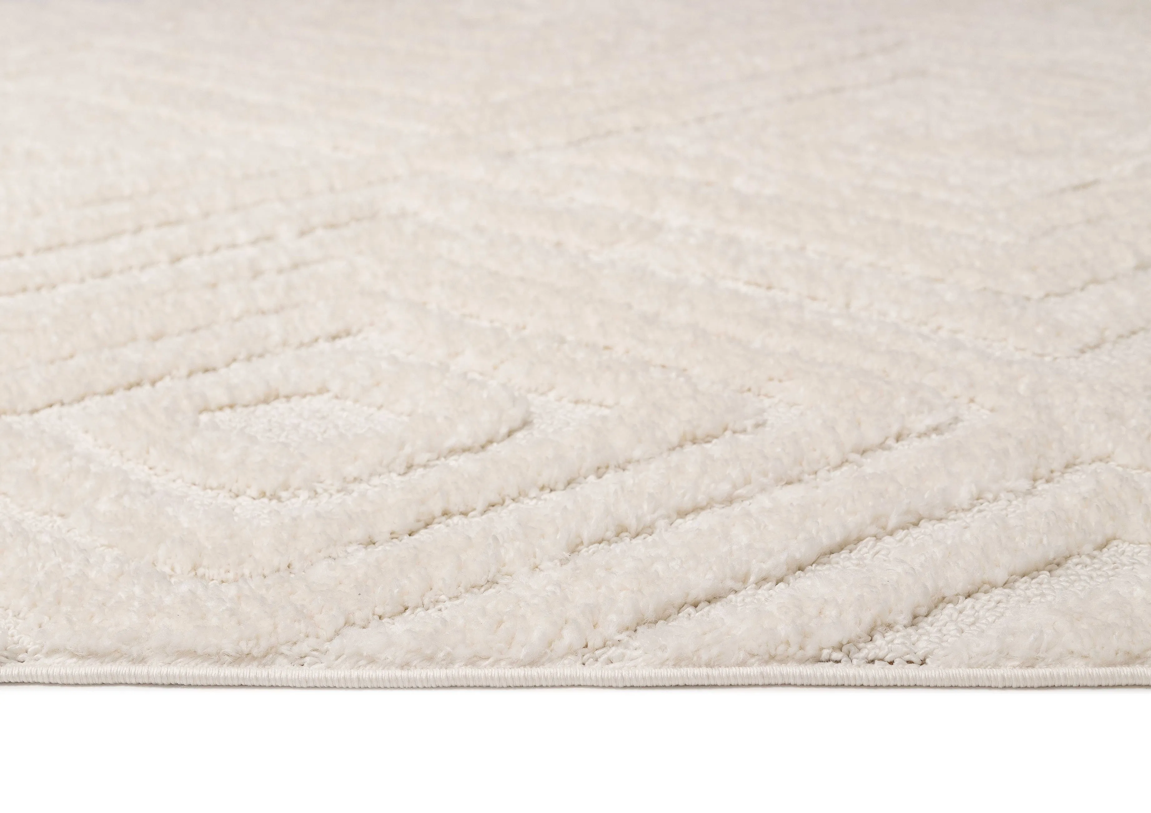 Elle Ivory Cream Diamond Tribal Textured Rug