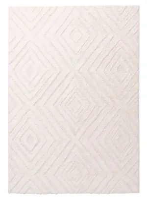 Elle Ivory Cream Diamond Tribal Textured Rugmodern color block patchwork rug