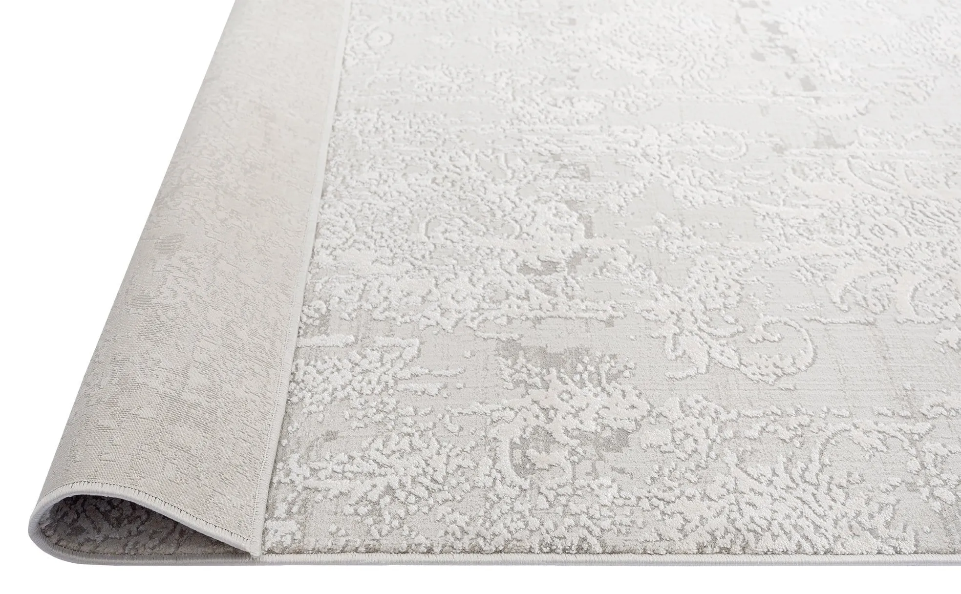 Ellery Grey Ivory Distressed Floral Rug
