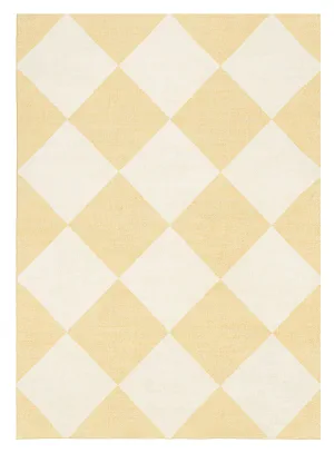 Ellis Yellow Cream Checkered Washable Rugmodern color block patchwork rug