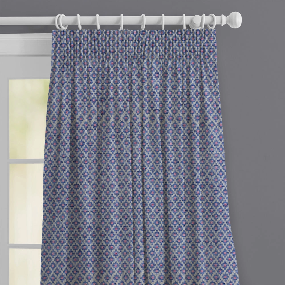 Elmore Woven Jacquard Made to Measure Curtains Indigo