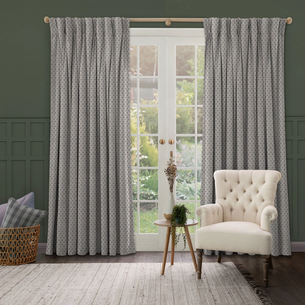 Elmore Woven Jacquard Made to Measure Curtains Steel
