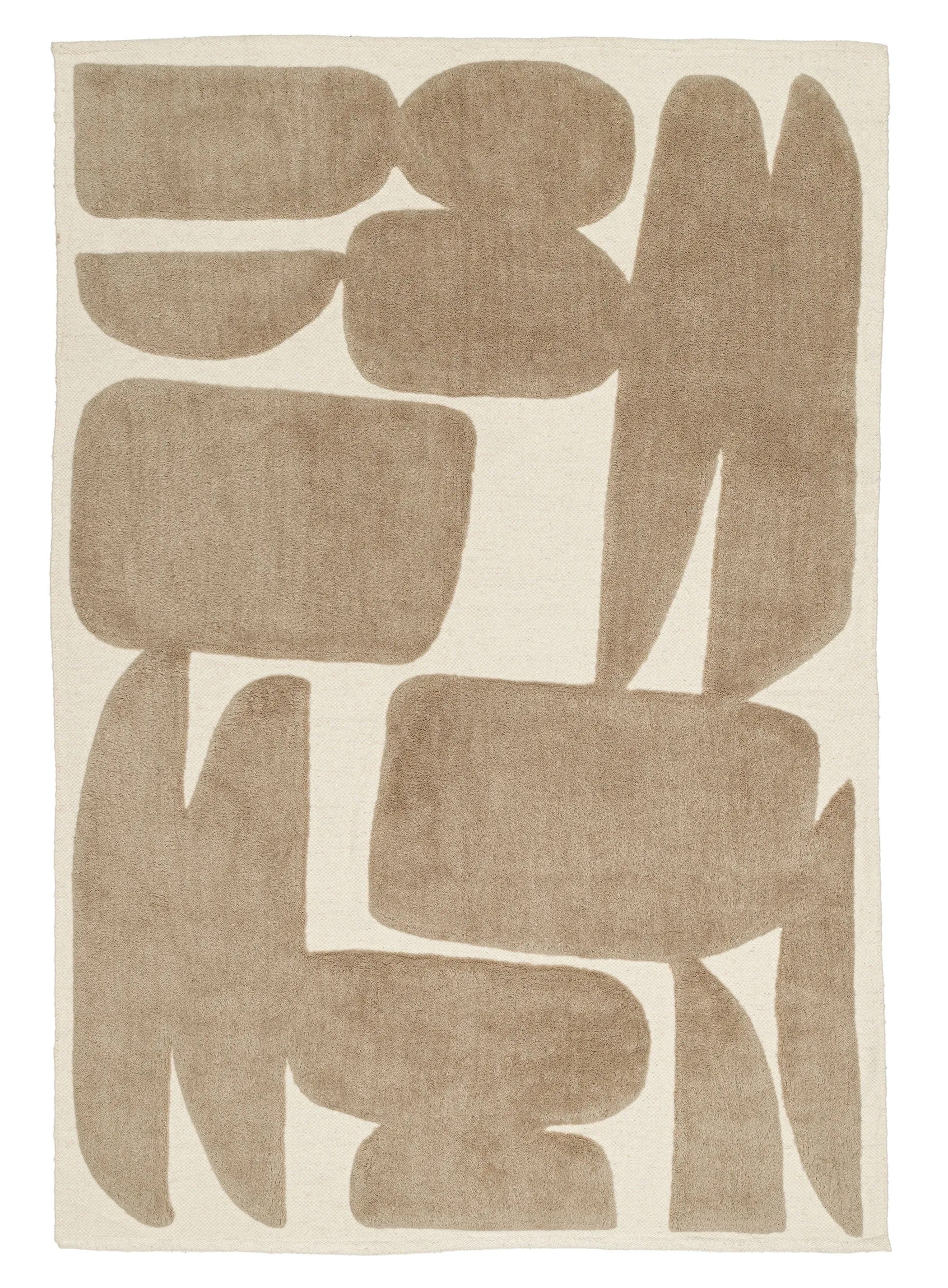 Eluru Taupe Abstract Washable Wool Rugmodern color block patchwork rug