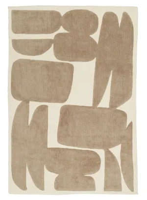 Eluru Taupe Abstract Washable Wool Rugmodern color block patchwork rug