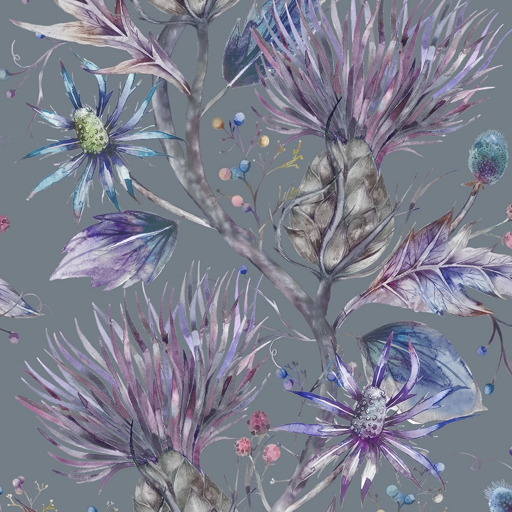 Elysium Printed Cotton Made to Measure Roman Blinds Storm