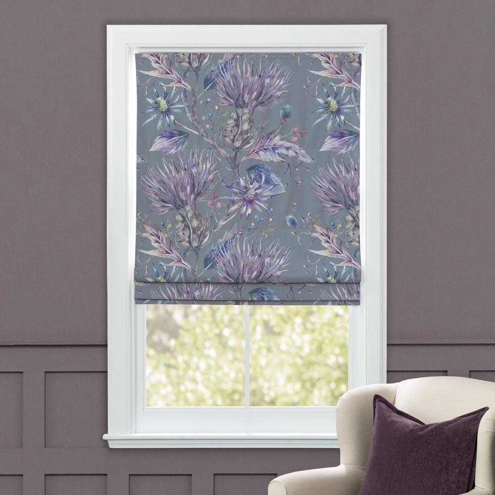Elysium Printed Cotton Made to Measure Roman Blinds Storm