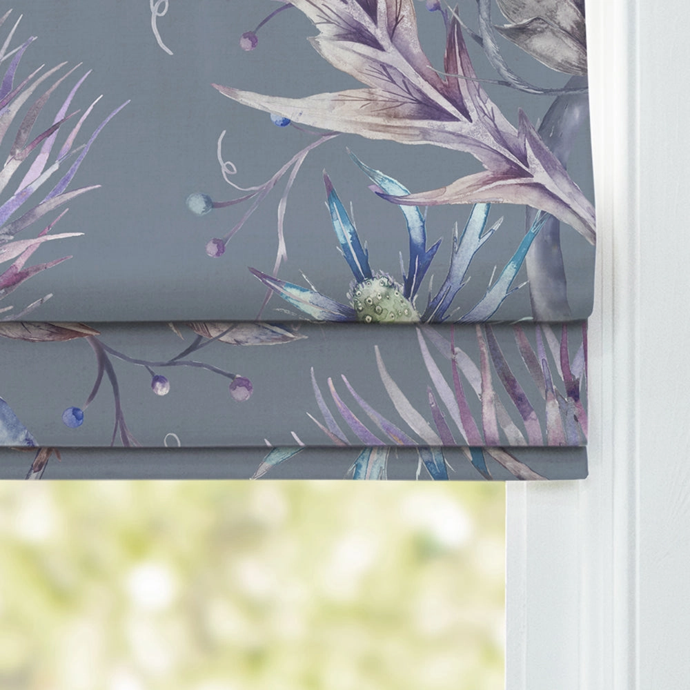 Elysium Printed Cotton Made to Measure Roman Blinds Storm