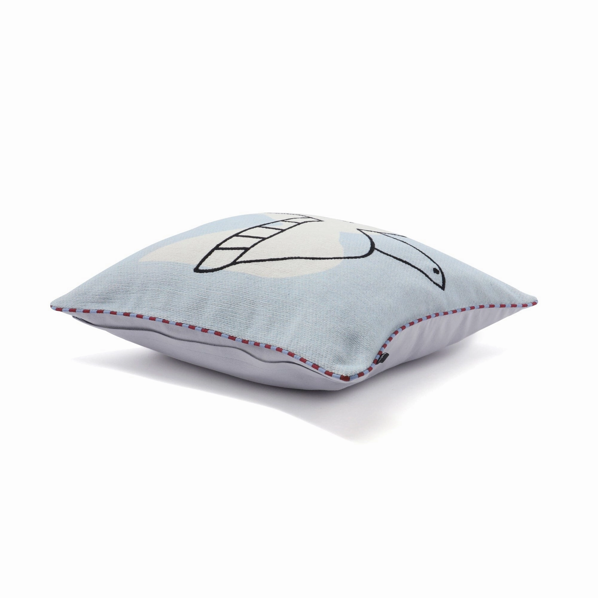 Emb Bird Cushion Cover 450 X 450 Light Blue