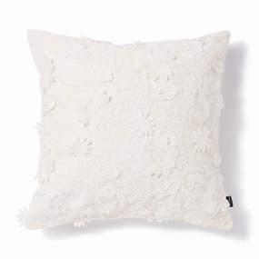 Emb Flower Cushion Cover 450 X 450 Whitebedding sets ,throw blankets 