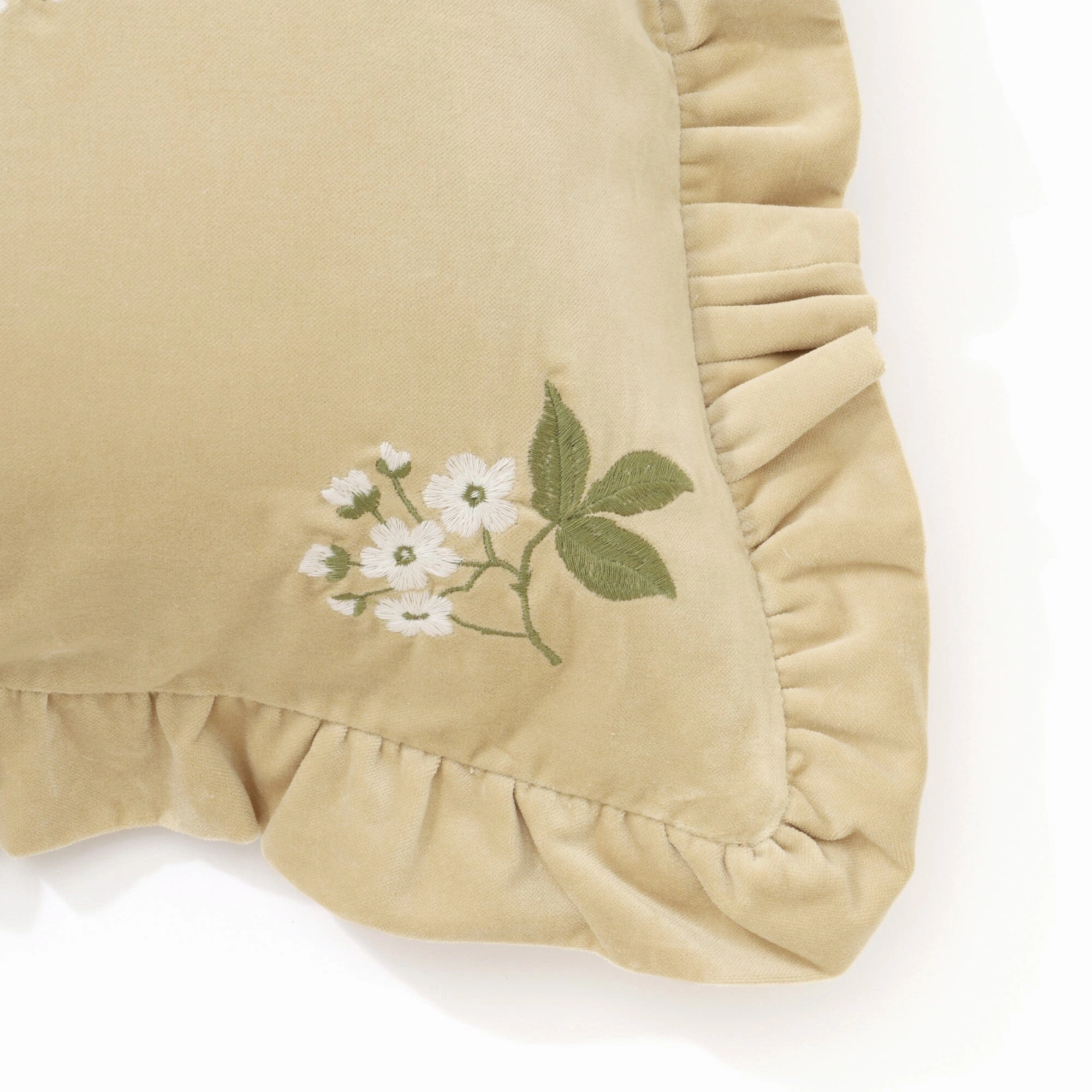 Emb Flower Frill Cushion Cover 450 X 450 Beige
