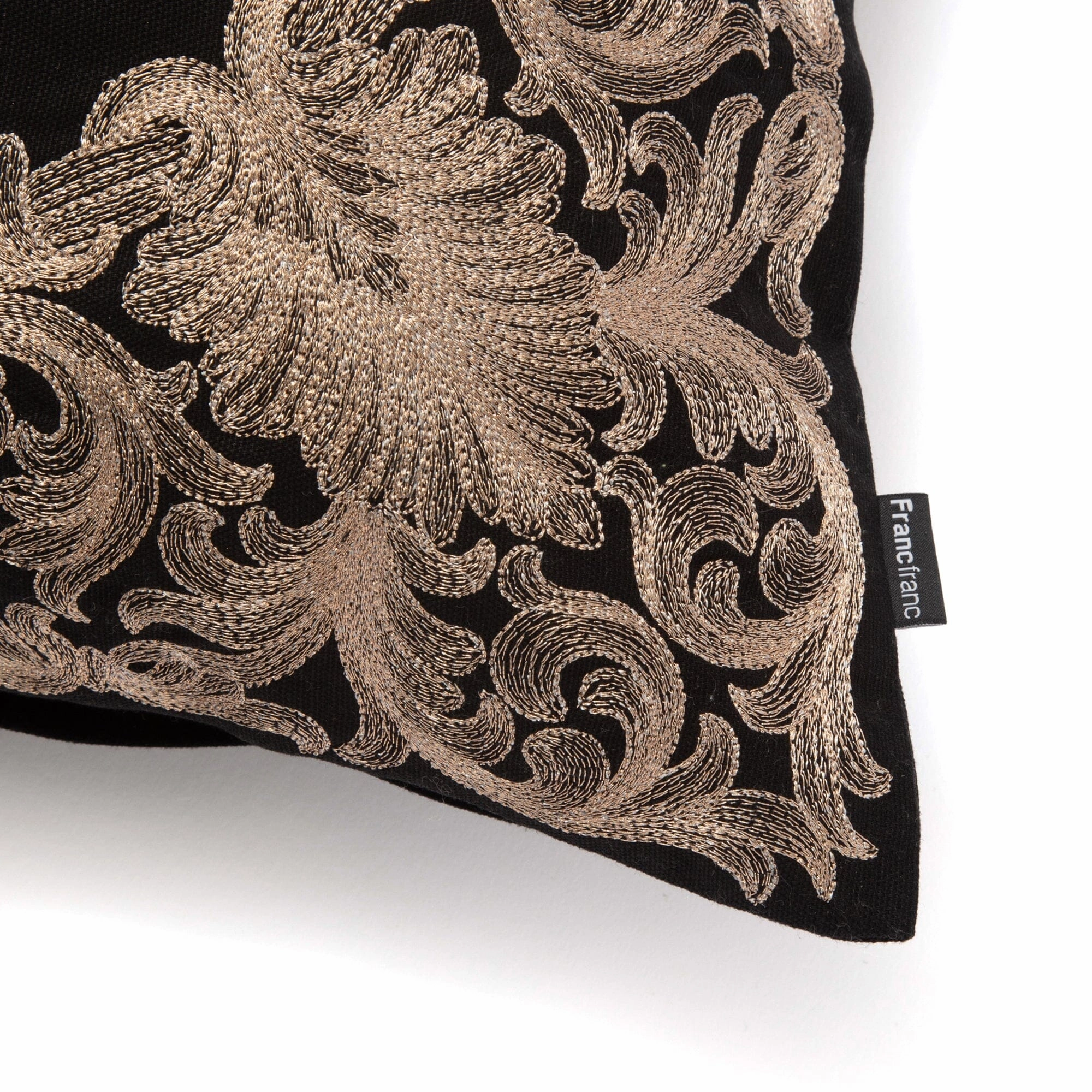 Emb Frame Cushion Cover 450 X 450 Black X Gold
