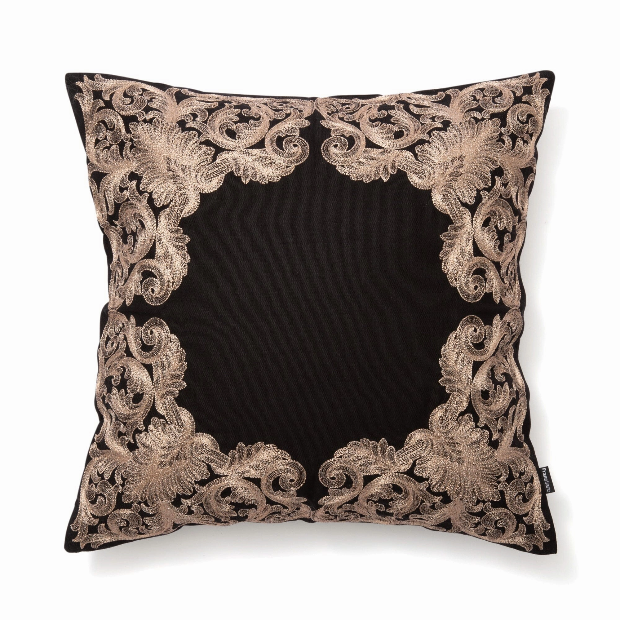 Emb Frame Cushion Cover 450 X 450 Black X Goldbedding sets ,throw blankets 